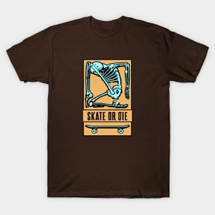 Skeleton Skate or Die (old orange bg) T-Shirt